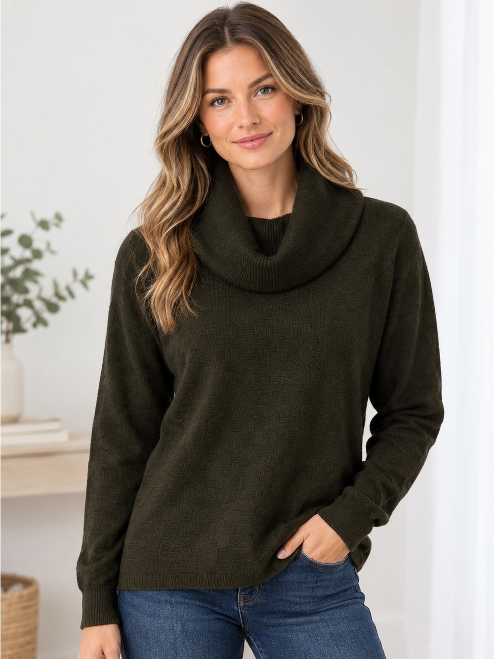 Elegant Black Cowl Neck Sweater